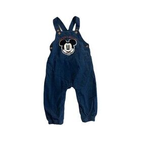 Disney Baby Mickey Mouse Embroidered Patch Corduroy Overalls Blue Baby Size 24M